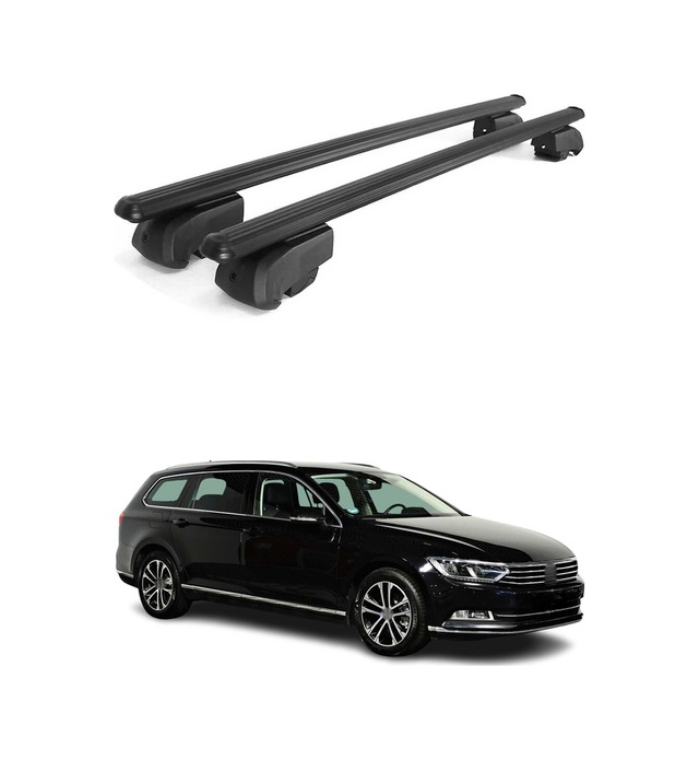 Vw Passat B8 Station Wagon 2015-2019 Arası Uyumlu Port Bagaj Taşıyıcı Ara Atkı Alüminyum Siyah 2 Parça