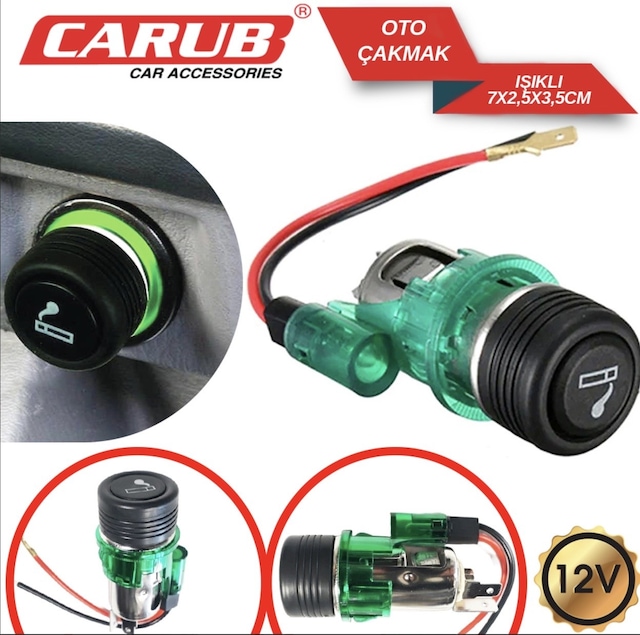 Carub Oto Çakmak 12v Işıklı Araç Çakmaklığı