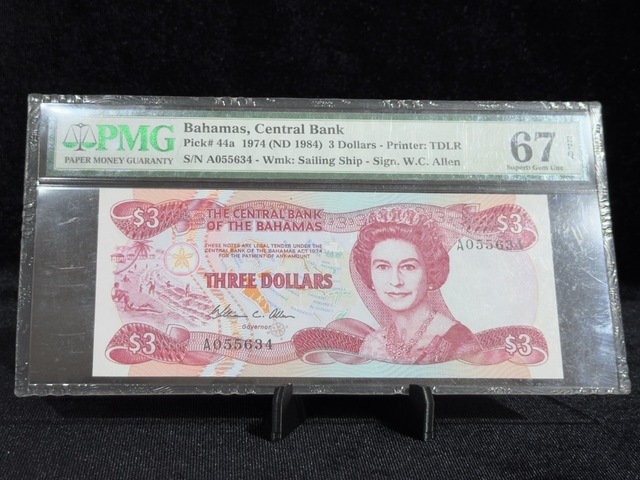 Bahamalar 1984 3 Dolar Kraliçe Iı. Elızabeth Pmg 67 Epq Superb Gem Uncırculated Pıck 44a