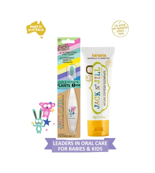 Jack N Jill Doğal Diş Bakım Seti Bunny&koala Diş Fırçası + Muz Aromalı Diş Macunu 50g