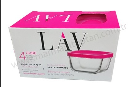lav 4 lu cube kapakli cam saklama kabi 270cc