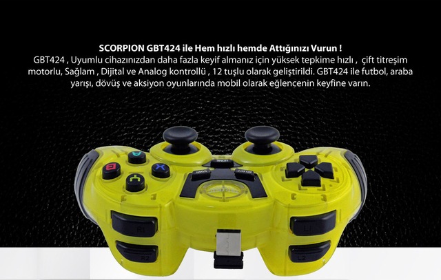 trilogic scorpion gbt424 pc ps3 ios android kablosuz gamepad