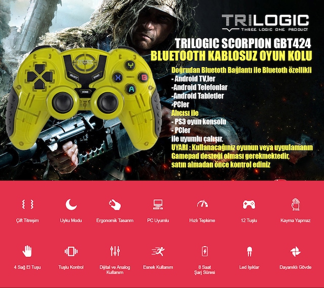 Trilogic Scorpion Gbt424 Pc Ps3 Ios Android Kablosuz Gamepad Fiyatlari Ve Ozellikleri