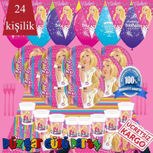 24 Kisilik Barbie Dogum Gunu Parti Malzemeleri Susleme Seti Fiyatlari Ve Ozellikleri