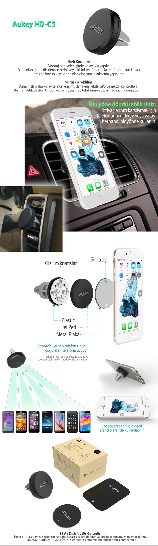 Aukey Hd C5 Manyetik Universal Arac Cep Telefon Tutucu Miknatisli Fiyatlari Ve Ozellikleri