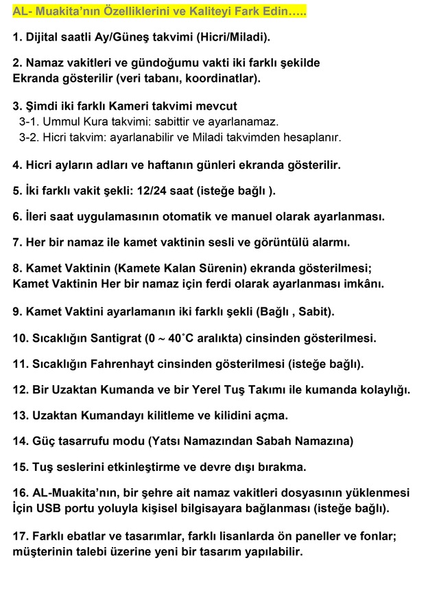 Vakitmatik Cami Saati Uzaktan Kumandali 2 Yil Garantili Fiyatlari Ve Ozellikleri