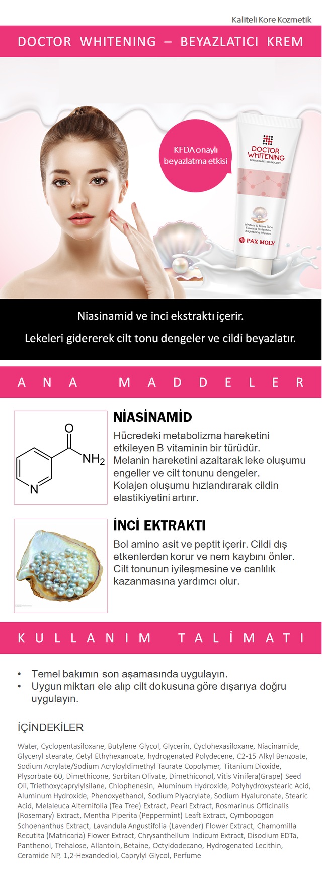 Pax Moly Doctor Whitening Cream 70 Ml Inci Ozlu Beyazlatici Krem 110 00 Tl