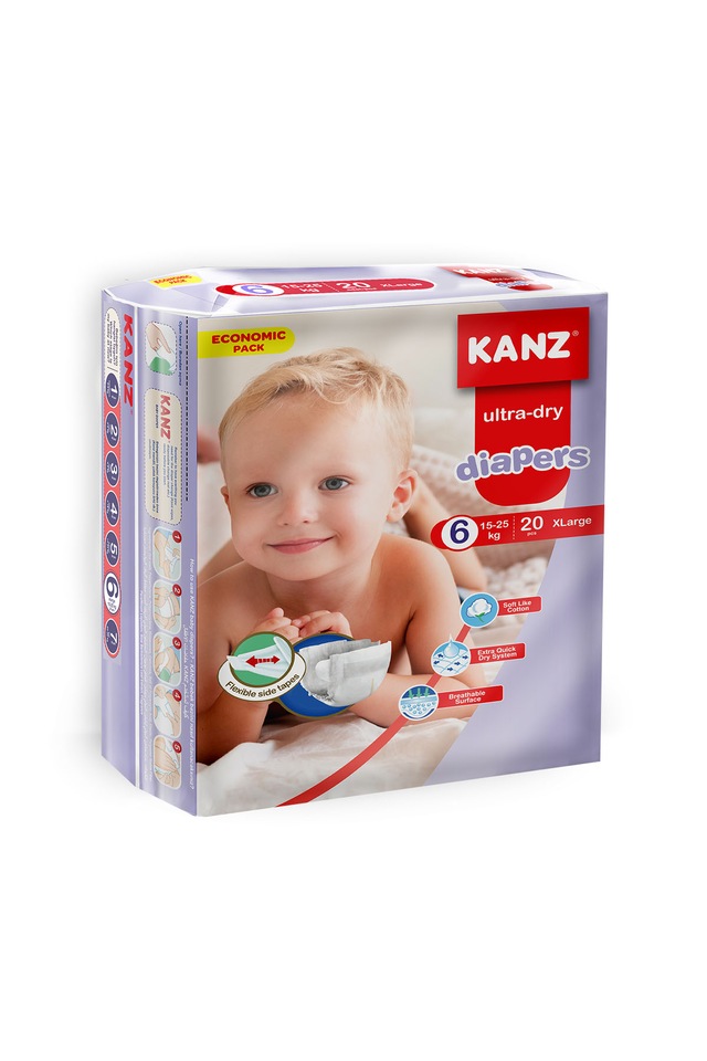 kanz ultra dry diapers bebek bezi 6 numara xlarge ekonomik paket 20 adet fiyatlari ve ozellikleri