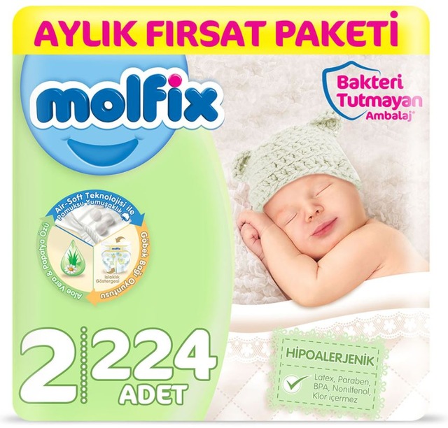 Molfix Bebek Bezi 2 Numara Mini Aylik Firsat Paketi 224 Adet Fiyatlari Ve Ozellikleri