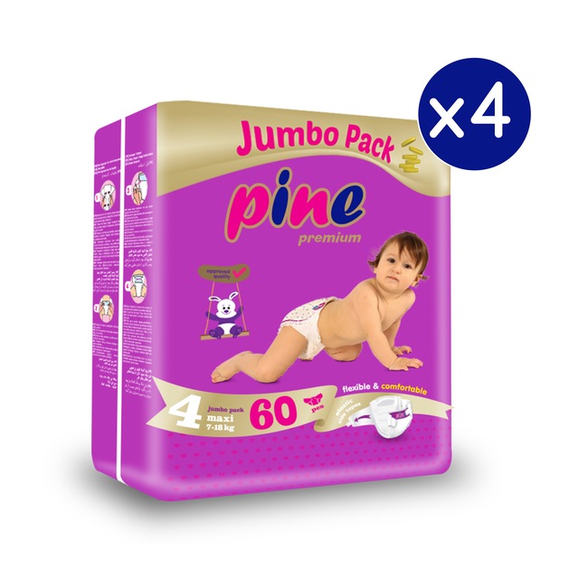 Pine Premium Bebek Bezi 4 Numara Maxi Jumbo Paket 4 X 60 Adet Fiyatlari Ve Ozellikleri