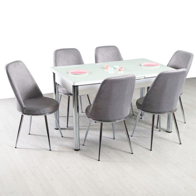 Evform 6 Sandalyeli Masa Takimi Kumas Renkli Acilir Mutfak Masa Fiyatlari Ve Ozellikleri