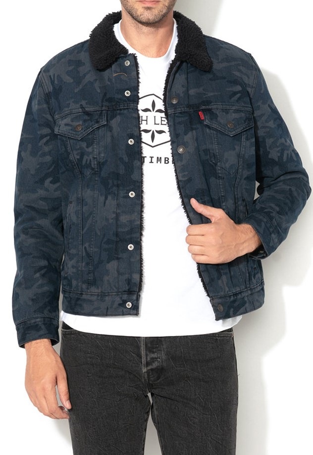 Levi S Type 3 Sherpa Trucker Stonebridge Indigo Erkek Trucker Med Indigo Worn In Levis