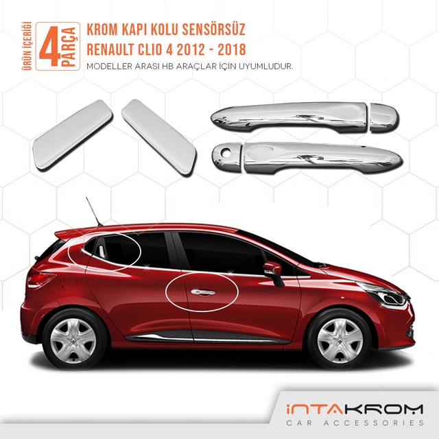 renault clio 4 krom kapi kolu 4 parca sensorsuz 2012 2021 fiyatlari ve ozellikleri