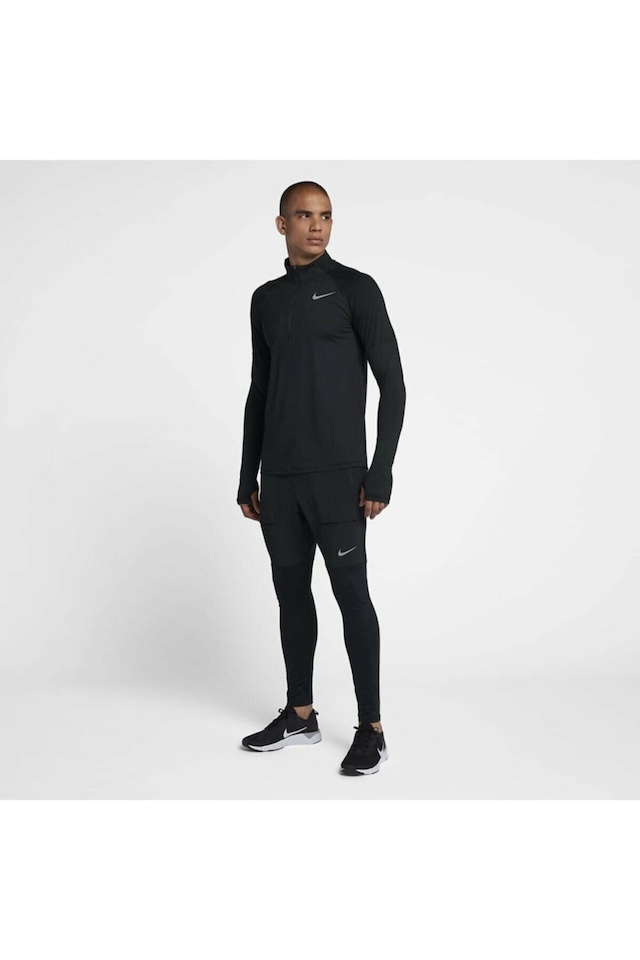 nike swoosh quarter zip funnel sweatshirt in oatmeal