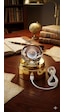 Mobgift 360 Derece Dönen Sarı Led Işıklı Gold Standlı Usb'li Kristal Satürn Cam Küre Çok Renkli