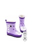 Deno Kids Denokids Kız Çocuk Yağmur Botu Su Geçirmez Lila Leopar Desenli 25-33 N Çok Renkli