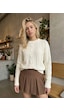 Sayzen Your Shine Saç Örgülü Basic Regular Triko Kazak Sy-2605 Ekru