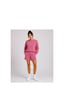 Herkesemoda Hüppy Baskılı Kadın Oversize Şortlu Sweatshirt Eşofman Takımı Gül Kurusu