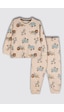 Zuzunga Sevimli Animal Aslan-zebra-fil Desenli %100 Pamuk Çocuk Pijama Takımı Ekru Zuzunga Sevimli Animal Aslan-zebra-fil Desenli %100 Pamuk Çocuk Pijama Takımı Ekru