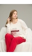 Siyah İnci Curve Büyük Beden Battal Boy Pamuklu Pijama Takım25240791 Ekru