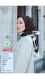 Eşarp - Premium Lux Original Monogram Eşarp İpek Vual, Yüksek Kalite, Hafif, Rahat, Şık, Scarf Acı Kahve Krem Şeritli