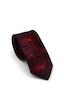 Gaffy Kırmızı Desenli Bordo Dokuma Kumaş Mendilli Slim Fit Kravat // Sdk-2613-4 Bordo
