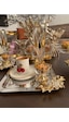 Atabey Home Collection 6'lı Kahve & Çay & Sunum Tepsisi Çelik Gümüş Tepsi Lüx Taşli Model