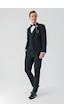 İmza Siyah Çıkarılabilir Kırlangıç Yaka Yelekli Likralı 6 Drop Slim Fit Smokin Damatlık 1001240200-Siyah