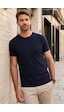 Tudors Unisex Slim Fit Dar Kesim %100 Pamuk Yumuşak Dokulu Lacivert Bisiklet Yaka Tişört-31081 Lacivert