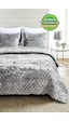 Evlen Home Kapitone Kadife Yatak Örtüsü Seti Çift Kişilik Supersoft 3 Parça Yumuşak Elyaf Dolgulu Gri Gri