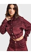 it's basic Kadın Bordo 6w6-35 Dokuma Denim Kumaş Karışımlı Önü Düğmeli Özel Tasarım Bomber Ceket