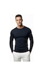Deepsea Lacivert Dar Kalıp Likralı %90 Pamuk Erkek Sweatshirt Vücuda Oturan İnce Penye Sweat 2300423 Lacivert