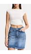 it's basic Kadın Mavi T2-4s6-4 Straight Fit Parlak Taşlı Özel Tasarım Mini Denim Etek