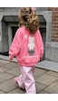 Monila Unisex Çocuk 3 İplik Kumaş Pamuklu Sırtı Kedi Baskılı Sweatshirt Pembe