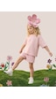 Pembe Oversize T-shirt Şort Takım Kız Çocuk %100 Pamuk