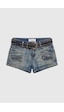 Kadın Kot Rengi Mini Kemer Dahil Özel Tasarım Denim Şort Mavi