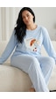 Siyah İnci Pamuklu Likralı Büyük Beden Battal Boy Örme Pijama Takım26240878 mavi