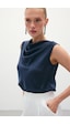 Sateen Degaje Yaka Saten Bluz - Lacivert-136071 Lacivert