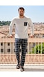 Buratti Ekoseli Cepli Beli Lastikli % 100 Pamuk Regular Fit Erkek Pijama Takımı 6572001 Gri Melanj