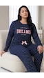 Siyah İnci Pamuklu Likralı Büyük Beden Battal Boy Örme Pijama Takım 26240888 Lacivert