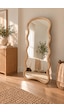 Mirroir Naturel Ahşap Çerçeve Dalgalı Ayaklı Boy Aynası 80x180
