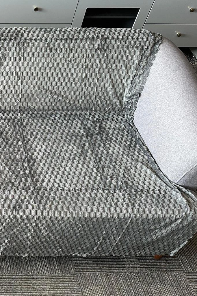 Sofa Cover Pelüş Kaymaz Tabanlı Koltuk Örtüsü 170x215 Cm Antrasit Antrasist