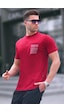 Madmext Bordo Regular Fit Yama Cepli Erkek Tişört 6102-bordo Bordo