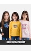 Fyk Kids Kız Çocuk Bisiklet Yaka 3'lü Basic Sweatshirt Çok Renkli