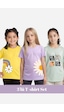 Fyk Kids Kız Çocuk 3'lü - Papatya-girls Baskılı Tişört Çok Renkli