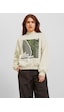 Jack & Jones Jjxx Bisiklet Yaka Rahat Kesim Kırık Beyaz Kadın Sweatshirt 12241324 001