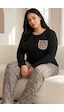 Siyah İnci Pamuklu Likralı Büyük Beden Battal Boy Örme Pijama Takım 26240898 Siyah