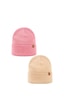 Sayzen Your Shine Unisex Basic Katlamalı 2'li Bere Set Pembe-krem