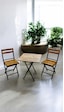 Balkon Bahçe Mutfak 3'lü Bistro Set Katlanır Masa Sandalye 60x60 Sarı