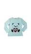 Toontoy Kids Toontoy Kız Çocuk T-shirt Ayıcık Baskı Pul Nakış Mint Yeşili